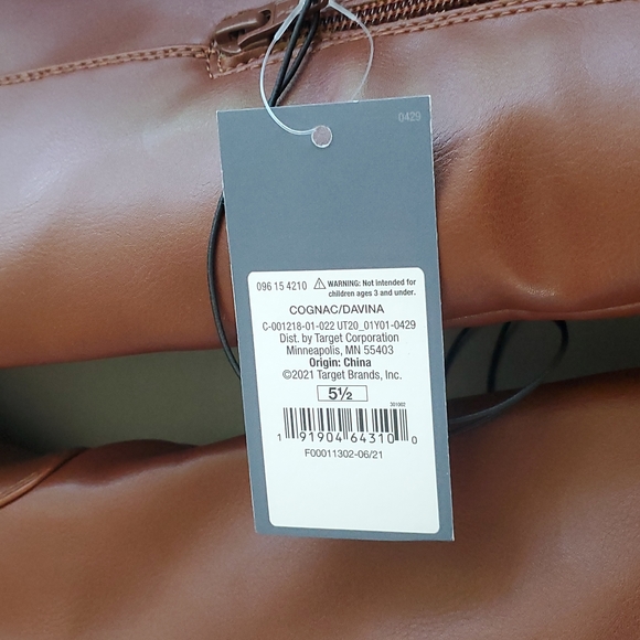 Universal Thread Davina Heeled Faux Leather Riding Boot Cognac New With Tags - Picture 4 of 6